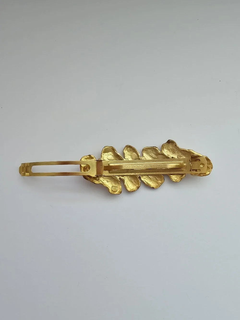 Vintage Dolce Vita Gold Nugget Barrette - Textured Brutalist Hair Clip - 1980s